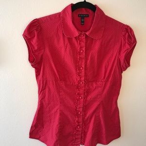 ‼️SOLD‼️Thrifted Red Polka Dot Puff Sleeve Blouse